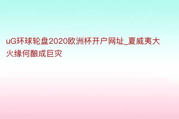 uG环球轮盘2020欧洲杯开户网址_夏威夷大火缘何酿成巨灾